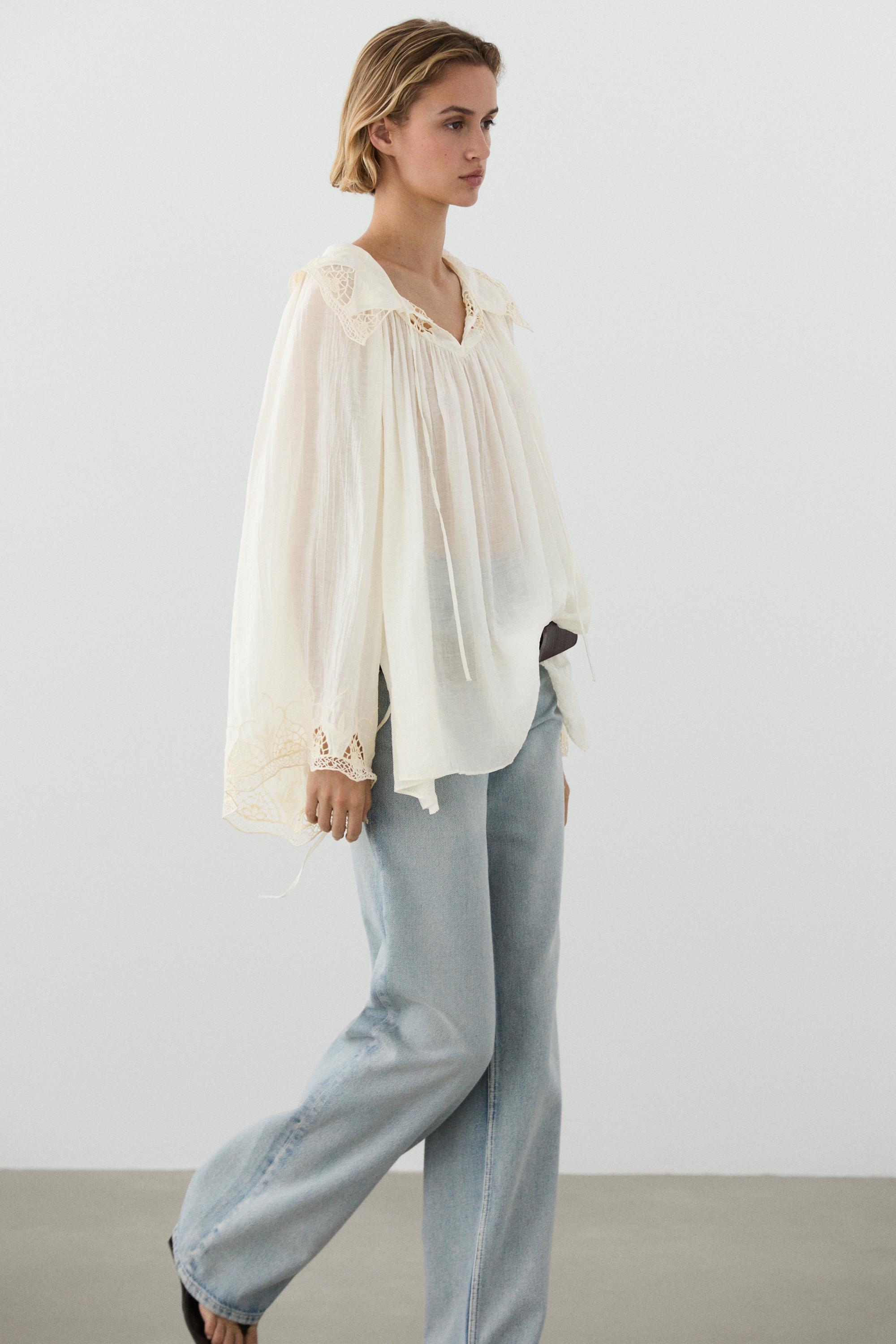 Embroidered flowing blouse